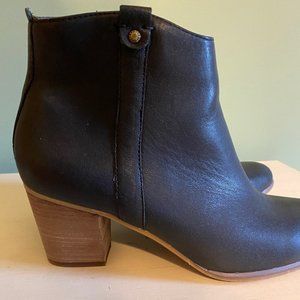 Real Leather Black Booties